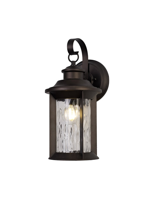 C-Lighting Hinxhill Small Wall Lamp, 1 x E27, Antique Bronze/Clear Ripple Glass, IP54, 2yrs Warranty - 29023