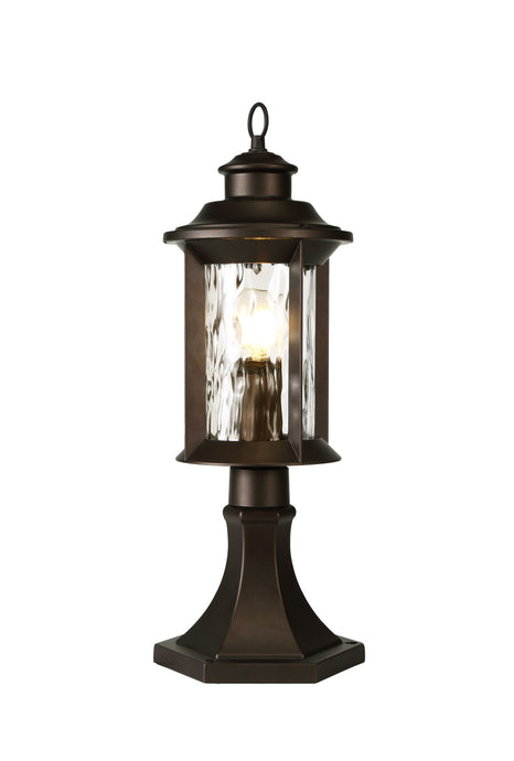 C-Lighting Hinxhill Pedestal Lamp, 1 x E27, Antique Bronze/Clear Ripple Glass, IP54, 2yrs Warranty - 29024