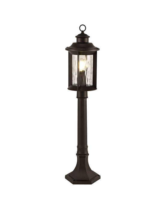 C-Lighting Hinxhill Post Lamp, 1 x E27, Antique Bronze/Clear Ripple Glass, IP54, 2yrs Warranty - 29025