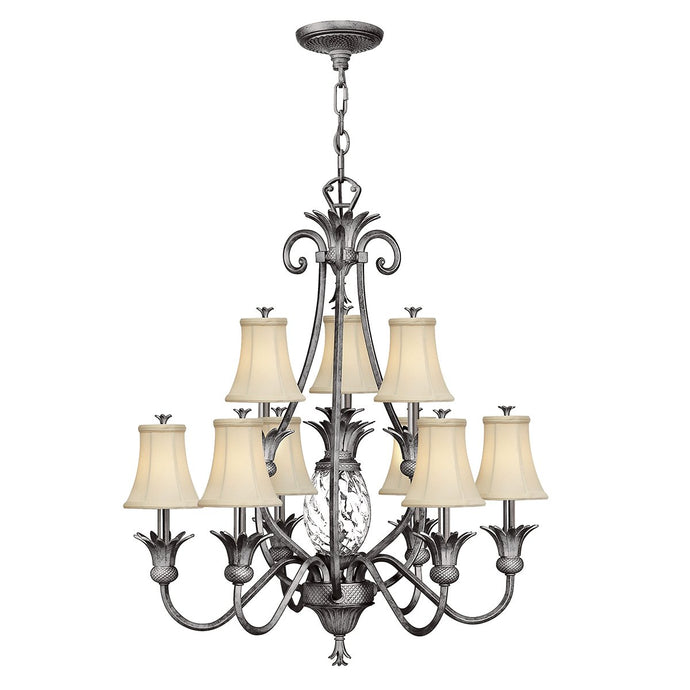 Hinkley HK-PLANT10-PL Plantation 10 Light Chandelier - Polished Antique Nickel