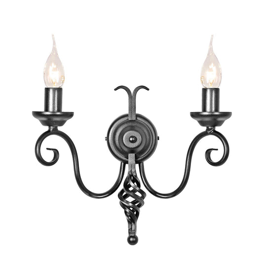 Elstead Lighting HR2A-BLACK Harlech 2 Light Wall Light - Black