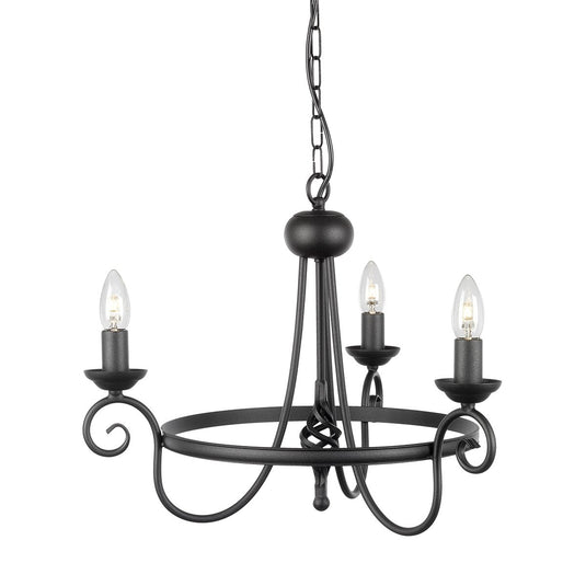 Elstead Lighting HR3A-BLACK Harlech 3 Light Chandelier - Black