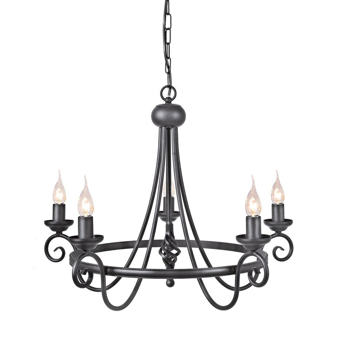 Elstead Lighting HR5-BLACK Harlech 5 Light Chandelier - Black