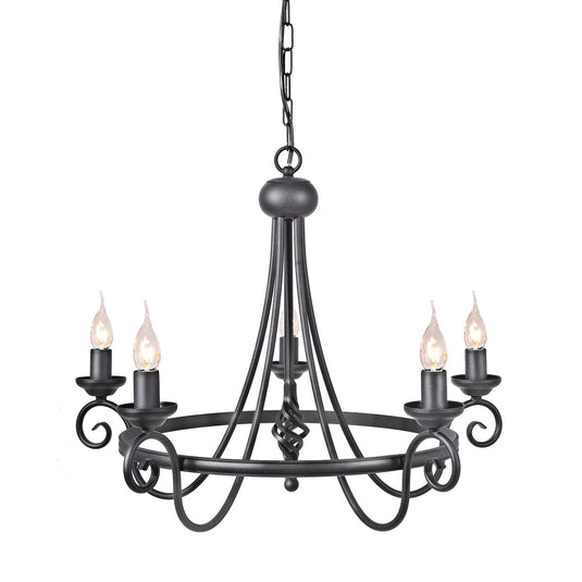 Elstead Lighting HR5-BLACK Harlech 5 Light Chandelier - Black