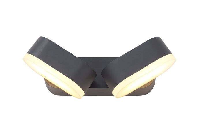 C-Lighting Hythe 2 Light Adjustable Wall Lamp, 2 x 6W LED, 3000K, 780lm, IP54, Anthracite, 3yrs Warranty - 28802