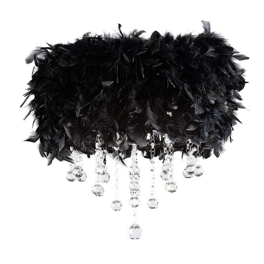 Diyas IL30741/BL Ibis Ceiling With Black Feather Shade 3 Light Polished Chrome/Crystal - 38109