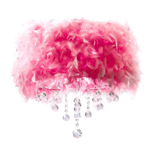 Diyas IL30741/PI Ibis Ceiling With Pink Feather Shade 3 Light Polished Chrome/Crystal - 38110