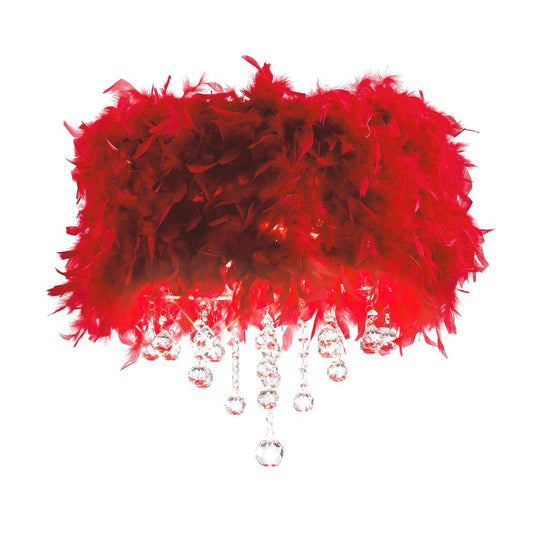 Diyas IL30741/RD Ibis Ceiling With Red Feather Shade 3 Light Polished Chrome/Crystal - 38112