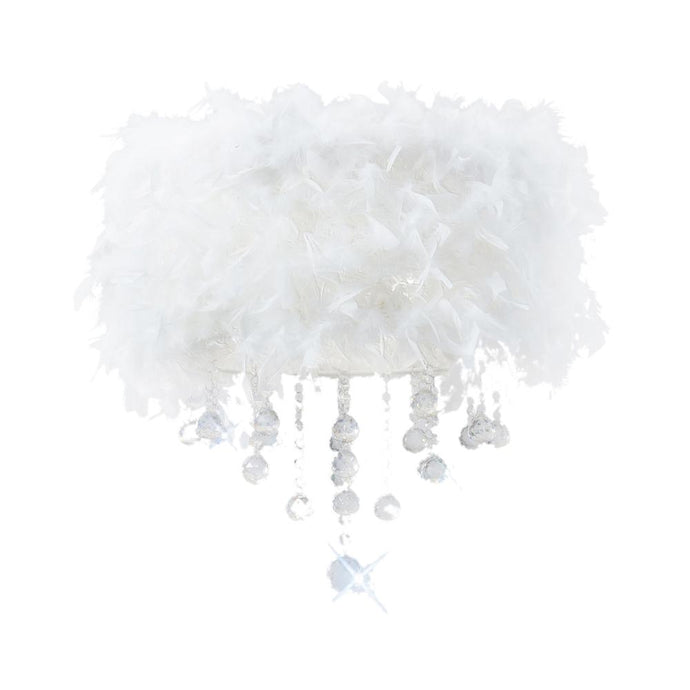 Diyas IL30741/WH Ibis Ceiling With White Feather Shade 3 Light Polished Chrome/Crystal - 38113