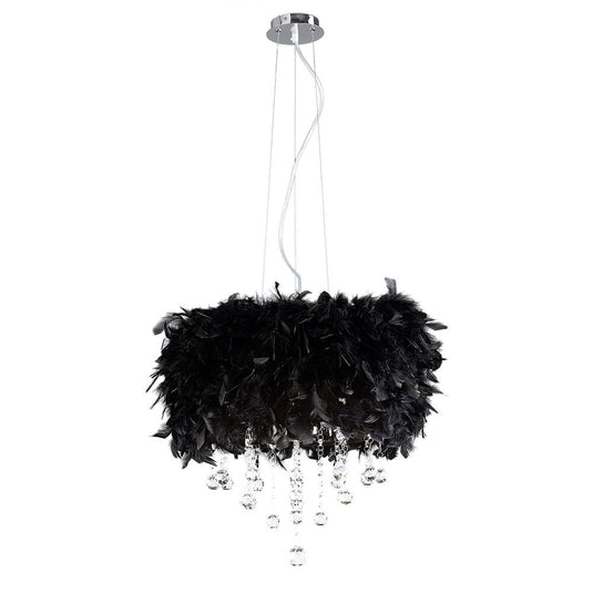 Diyas IL30742/BL Ibis Pendant With Black Feather Shade 3 Light Polished Chrome/Crystal - 38114