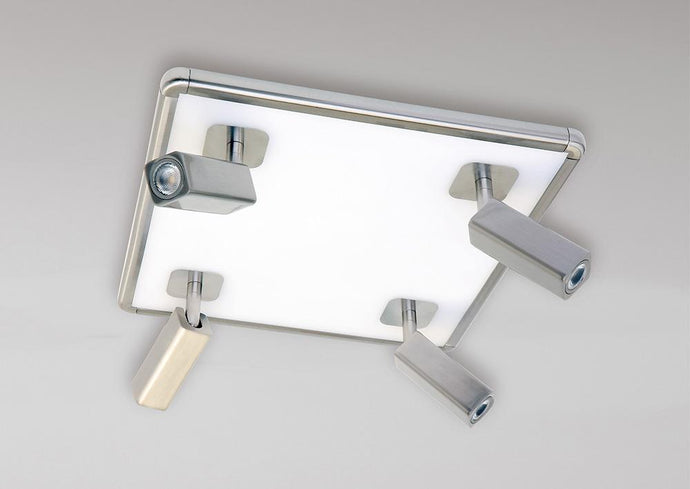 Mantra M5250 Ibiza Ceiling Light 4 Head With Backlit Light 40W LED Square Satin Nickel 4000K, 3000lm,, 3yrs Warranty