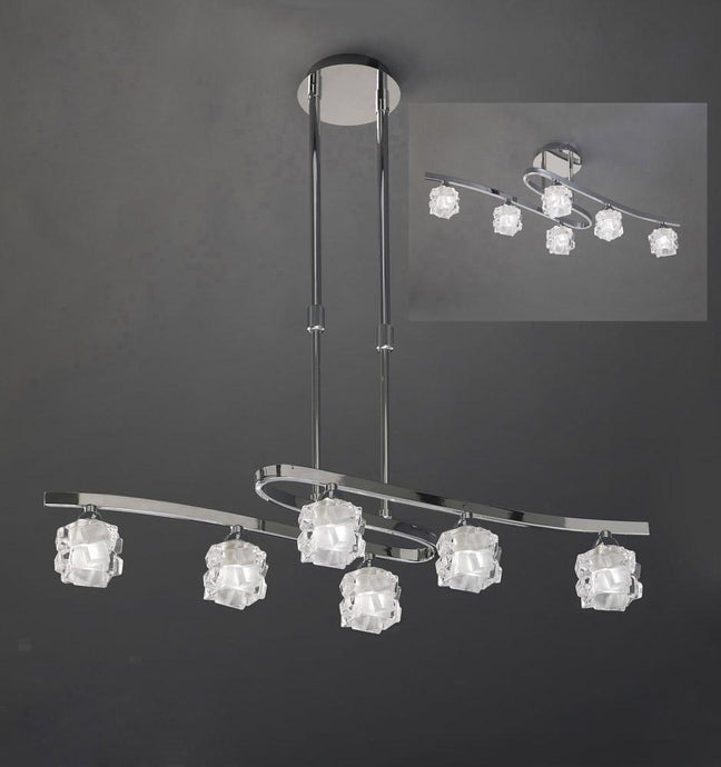 Mantra M1841 Ice Telescopic Semi Flush Convertible 6 Light G9 ECO, Polished Chrome