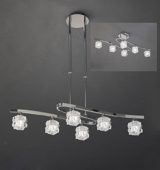 Mantra M1841 Ice Telescopic Semi Flush Convertible 6 Light G9 ECO, Polished Chrome