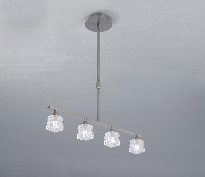 Mantra M1857 Ice Pendant 4 Light G9 ECO Bar, Satin Nickel