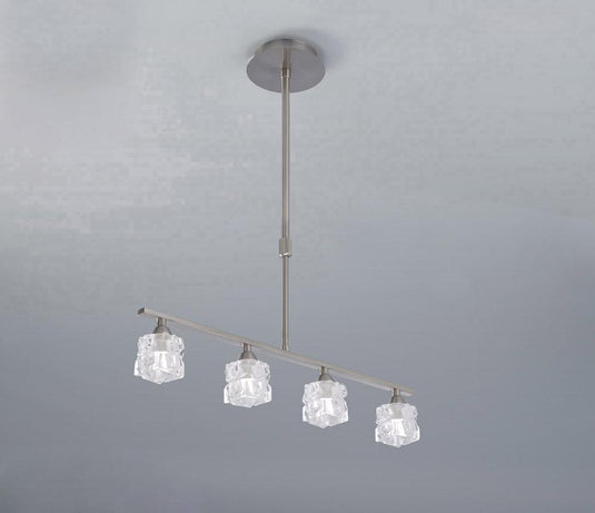 Mantra M1857 Ice Pendant 4 Light G9 ECO Bar, Satin Nickel