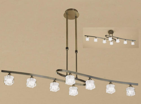 Mantra M1860 Ice Telescopic 8 Light G9 ECO, Antique Brass