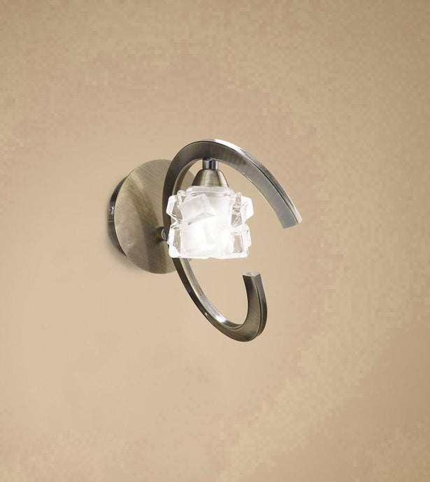 Mantra M1865/S Ice Wall Lamp Switched 1 Light G9 ECO, Antique Brass