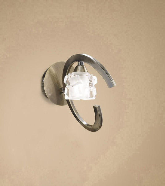 Mantra M1865/S Ice Wall Lamp Switched 1 Light G9 ECO, Antique Brass