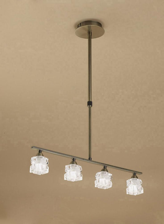 Mantra M1867 Ice Pendant 4 Light G9 ECO Bar, Antique Brass