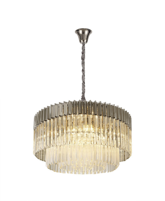 C-Lighting Ickham Pendant Round 12 Light E14, Polished Nickel/Clear Glass, Item Weight: 25.4kg - 27178