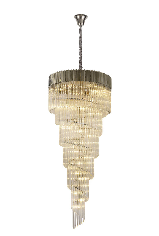 C-Lighting Ickham Pendant Round 7 Tier 31 Light E14, Polished Nickel/Clear Glass, Item Weight: 92.7kg - 30507