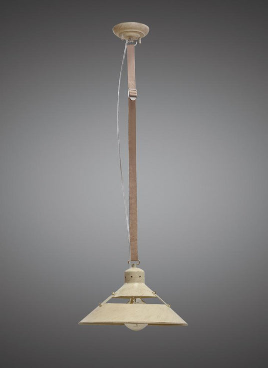 Mantra M5431 Industrial Ceiling 1 Light 40W E27 Medium, Sand Metal, Beige Belt