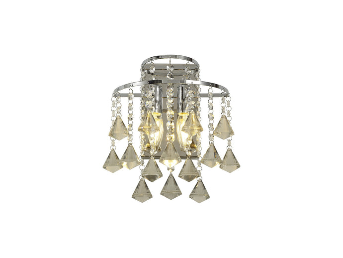 Diyas IL30774 Inina Wall Lamp Switched 2 Light Polished Chrome/Crystal - 38135