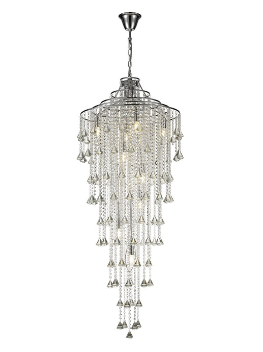 Diyas IL30775 Inina Tall Pendant 9 Light E14 Polished Chrome/Crystal Item Weight: 17kg - 38136