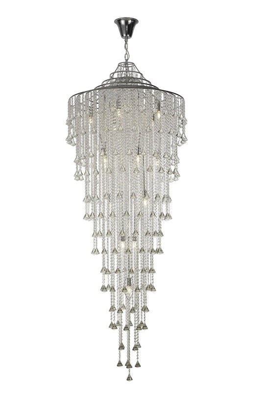 Diyas IL30776 Inina Tall Pendant 15 Light E14 Polished Chrome/Crystal Item Weight: 29.7kg - 38137