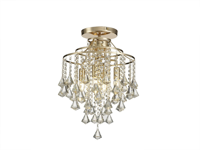 Diyas IL32770 Inina Ceiling 4 Light E14 French Gold/Crystal - 23965