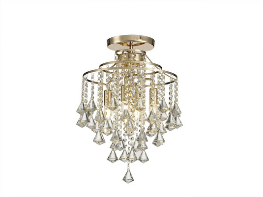Diyas IL32770 Inina Ceiling 4 Light E14 French Gold/Crystal - 23965