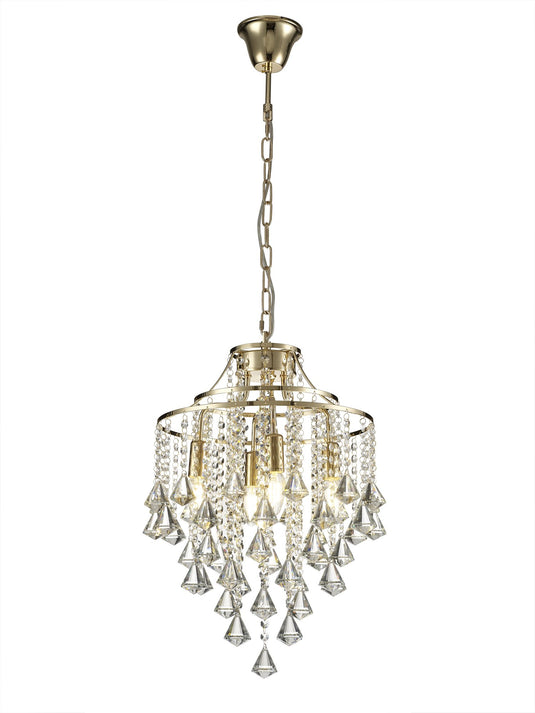 Diyas IL32771 Inina Pendant 4 Light E14 French Gold/Crystal - 38534