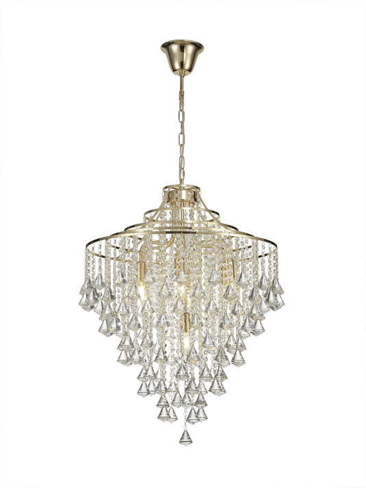 Diyas IL32772 Inina Pendant 7 Light E14 French Gold/Crystal - 38535