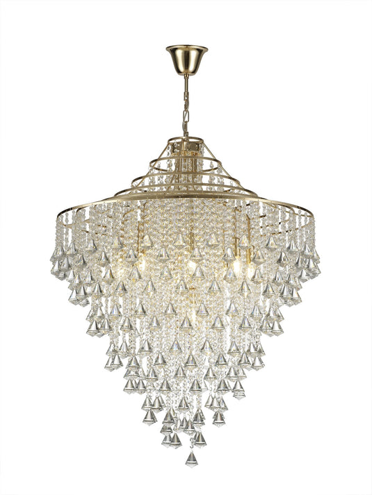 Diyas IL32773 Inina Pendant 9 Light E14 French Gold/Crystal Item Weight: 26kg - 38536
