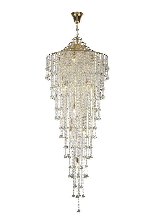 Diyas IL32776 Inina Tall Pendant 15 Light E14 French Gold/Crystal Item Weight: 29.7kg - 38539