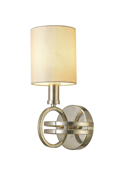 Diyas IL31700 Isabella Wall Lamp With Beige Shade 1 Light Antique Silver - 38469