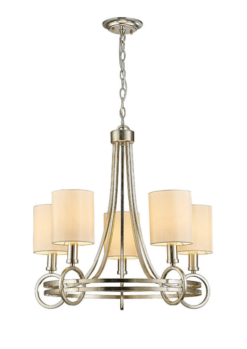 Diyas IL31702 Isabella Pendant With Beige Shade 5 Light E14 Antique Silver/Teak Plated - 38471
