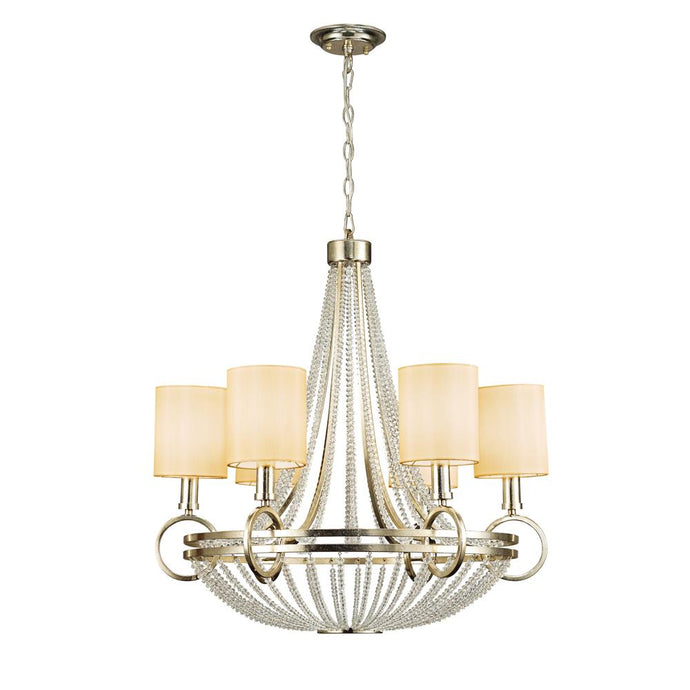 Diyas IL31703 Isabella Pendant With Beige Shade 6 Light E14 Antique Silver/Teak Plated/Crystal - 38472