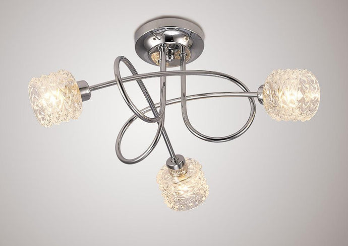 Deco D0068 Jada Ceiling 3 Light G9 Polished Chrome/ Clear Textured Glass