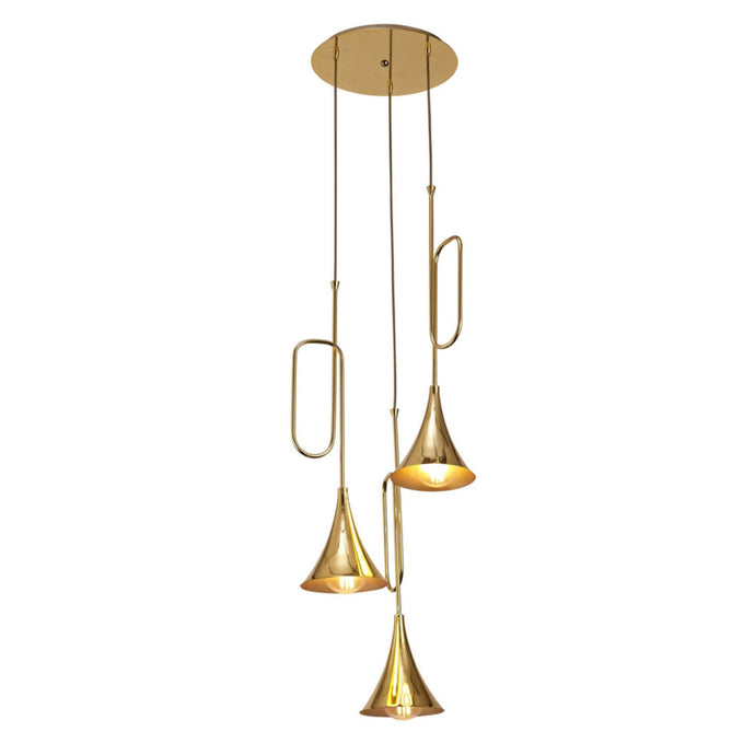 Mantra M5896 Jazz Oro 3 Light Polished Gold Round Pendant Ceiling Light