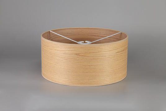 C-Lighting John Round, 395 x 180mm Wood Effect Shade, Light Oak/White Laminate - 29120