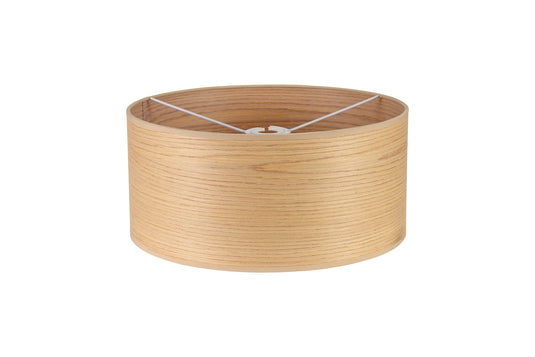 C-Lighting John Round, 395 x 180mm Wood Effect Shade, Light Oak/White Laminate - 29120