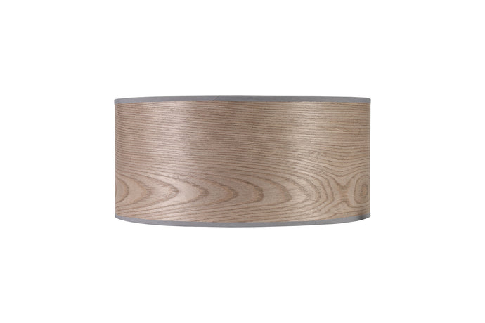 C-Lighting John Round, 395 x 180mm Wood Effect Shade, Grey Oak/White Laminate - 29122