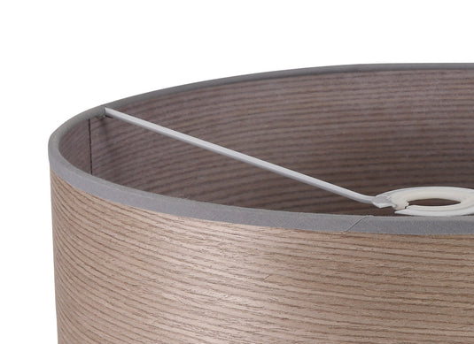 C-Lighting John Round, 395 x 180mm Wood Effect Shade, Grey Oak/White Laminate - 29122