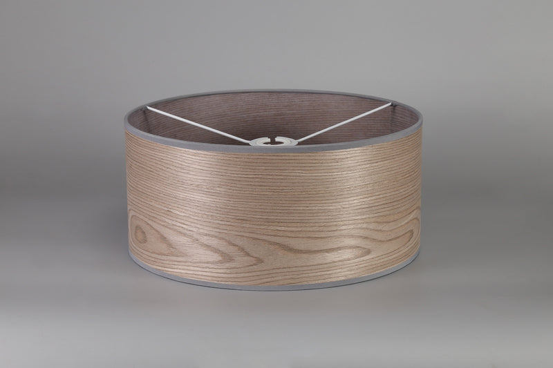 Load image into Gallery viewer, C-Lighting John Round, 395 x 180mm Wood Effect Shade, Grey Oak/White Laminate - 29122
