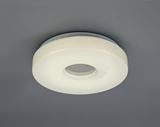 Deco D0400 Joop IP44 12W LED Small Flush Ceiling Light, 4000K 1000lm CRI80, Polished Chrome With White Acrylic Diffuser