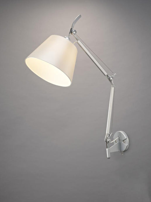 Deco D0234 Karis Adjustable Switched Wall Light 1 Light E27 Silver/Polished Chrome c/w Cream Pearl Shade