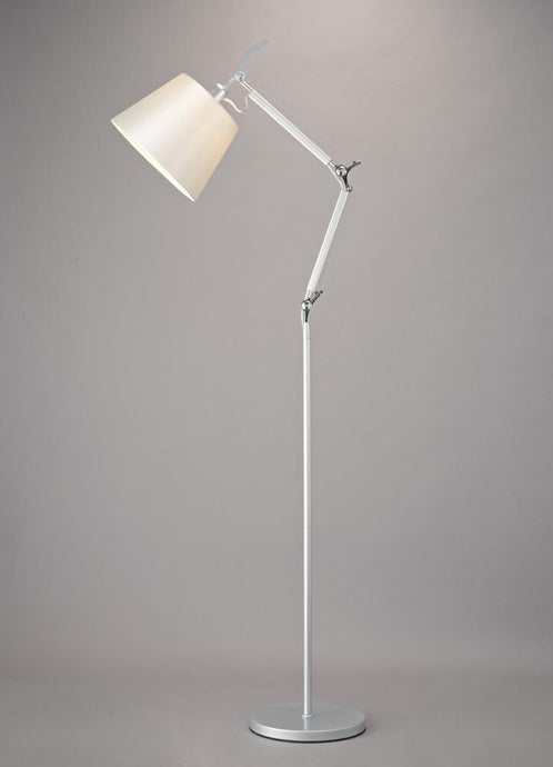 Deco D0235 Karis Adjustable Floor Lamp 1 Light E27 Silver/Polished Chrome c/w Cream Pearl Shade