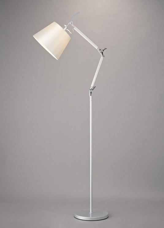 Deco D0235 Karis Adjustable Floor Lamp 1 Light E27 Silver/Polished Chrome c/w Cream Pearl Shade