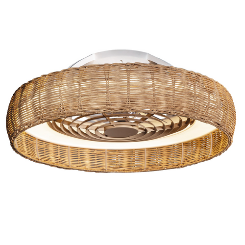 Mantra M7811 Kilimanjaro 70W LED Dimmable Ceiling Light With Built-In 35W DC Fan Beige Rattan (Remote Control) - 43124